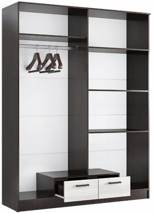 Адель Шкаф 1,6 + полки (Дуб Вотан / Белый глянец)