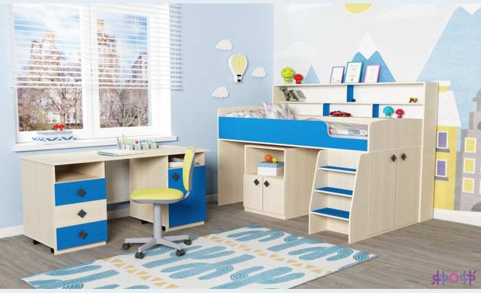 Кровать-чердак Малыш 5 (Винтерберг/Ирис)