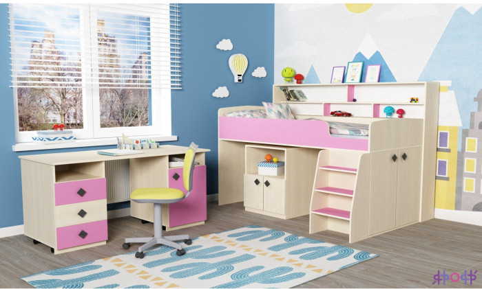 Кровать-чердак Малыш 5 (Винтерберг/Ирис)