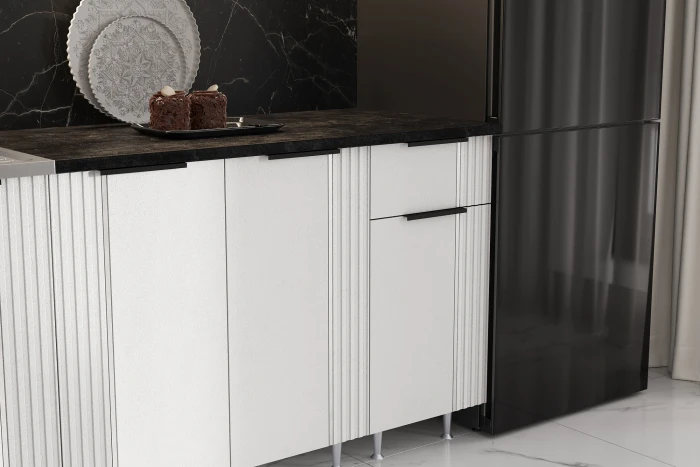 Кухня Виктория 2,0м Пластер бьянко/белый