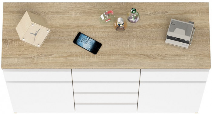 Мори Комод МК1200.4, цвет дуб сонома/белый, ШхГхВ 120,4х41х94 см.