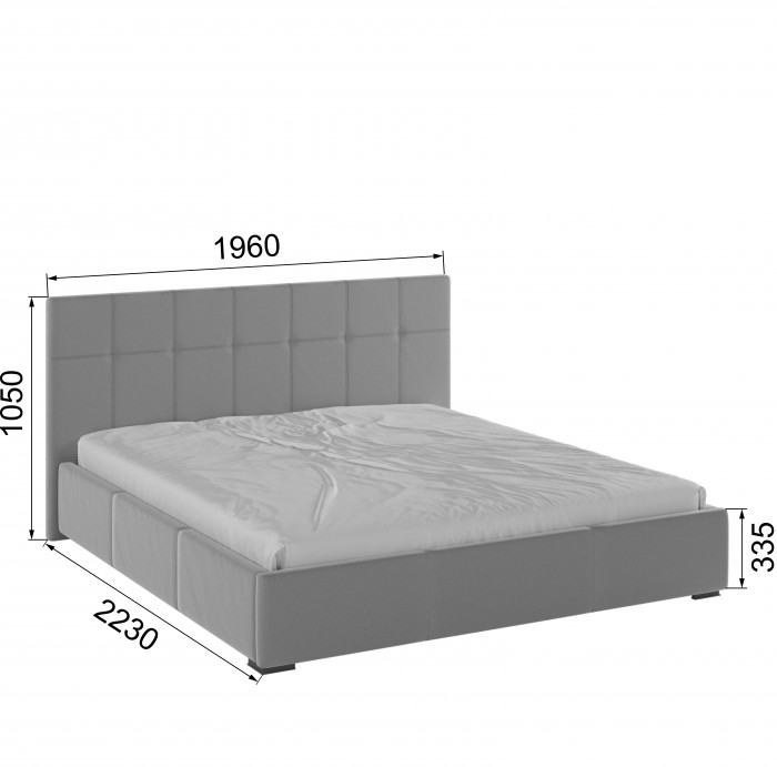 Рио Кровать интерьерная 180 светло-серый квадрат, ПМ