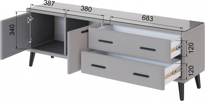 Тумба ТВ интерьерная Виго 1,6 светло-серый