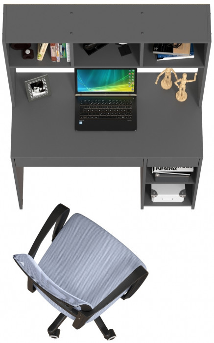 Стол компьютерный Комфорт 12.77F + кресло 103 серое, цвет тёмно-серый, ШхГхВ 100х49,8х147 см., универсальная сборка