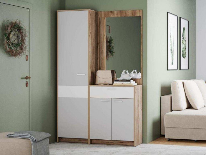 Прихожая Нортон 2 Дуб крафт табачный/белый/серый камень