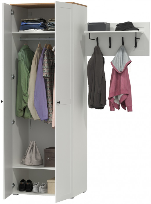 Остин Прихожая 08, белый шагрень/дуб крафт золотой