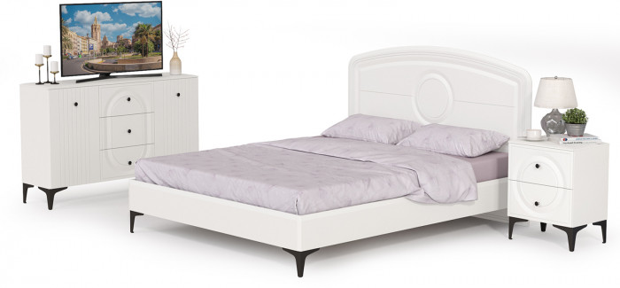 Валенсия Спальня № 03, ЛДСП белый шагрень/МДФ белый шагрень