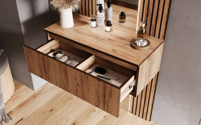 Тумба с зеркалом с прихожей Норд, Дуб крафт (Кромка ВЕНГЕ)