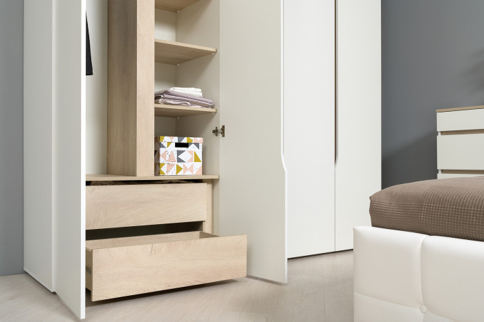 Муссон 13.198 Шкаф двухстворчатый + 13.198 Шкаф двухстворчатый, белый/дуб эндгрейн элегантный