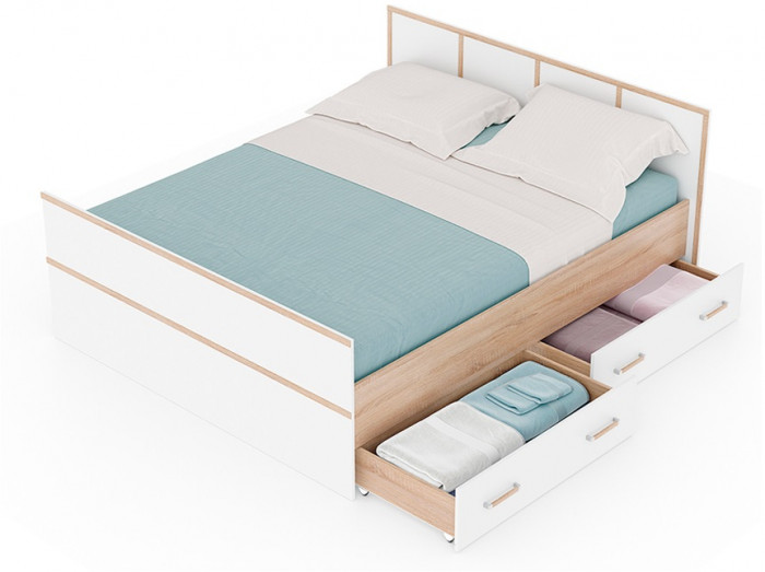 Кровать с проложками ДСП Сакура ЛИТ 160х200, дуб сонома