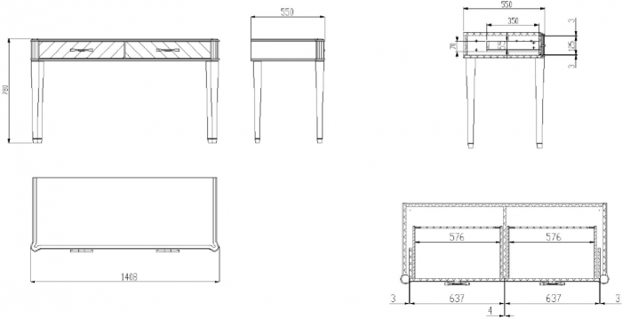 Модульная спальня "Тиволи" из массива дуба - Серый антрацит (лак)