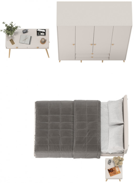 Афина Спальня 33-1200, цвет кашемир серый, сп.м. 1200х2000 мм., б/м, основание есть - фанера