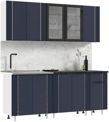 Кухня Виктория 2,0м Пластер индиго/белый