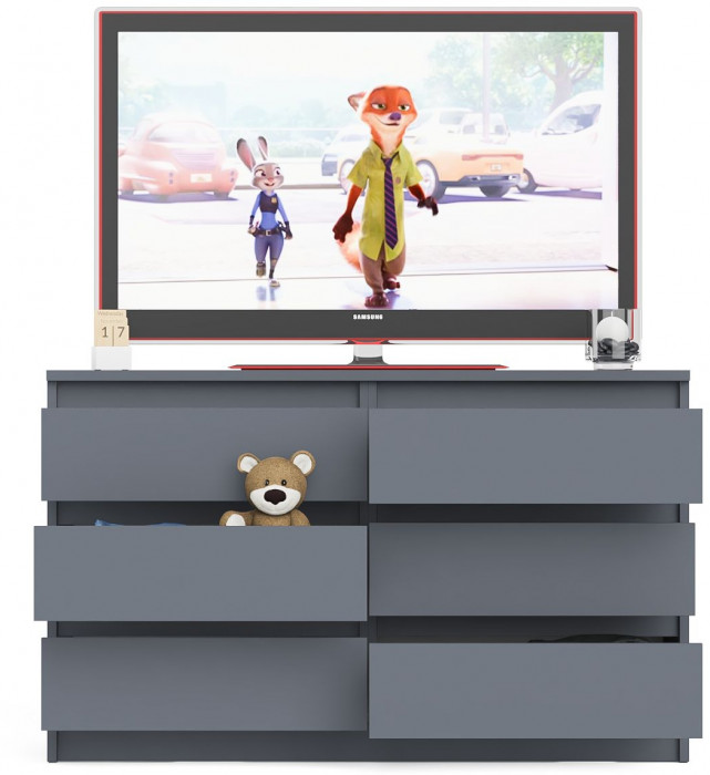 Мори Комод МК1200.6, цвет графит, ШхГхВ 120,4х41х73 см.