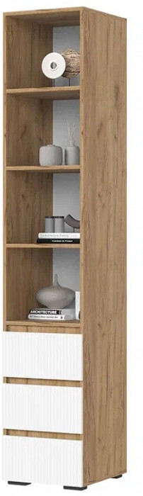 Хелен ПН 02 Пенал открытый (0,400х2,100х0,460) белый супермат/дуб крафт золото