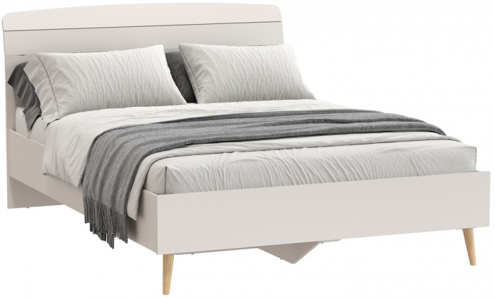 Афина Спальня 4-22911к.с. Кровать 1400, цвет кашемир серый, ШхГхВ 144,6х210,2х95,7 см., сп.м. 1400х2000 мм., б/м, основание есть - фанера, ножки: тик