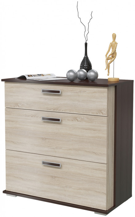 Комод с 3-мя ящиками 4-4425вндубсон Даллас, цвет венге/дуб сонома, ШхГхВ 90х44х90 см.