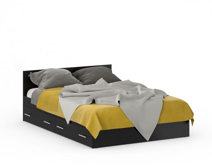 Кровать с ящиками 1400 + Пенал Стандарт, цвет венге, ШхГхВ 143,5х203,5х70 + 45х52х200 см., сп.м. 1400х2000 мм., без матраса, основание есть