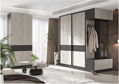 Модульная прихожая Роджина, комп.4 (Крафт белый, Графит)