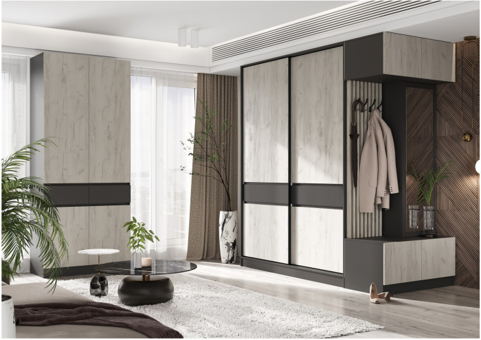 Модульная прихожая Роджина, комп.4 (Крафт белый, Графит)