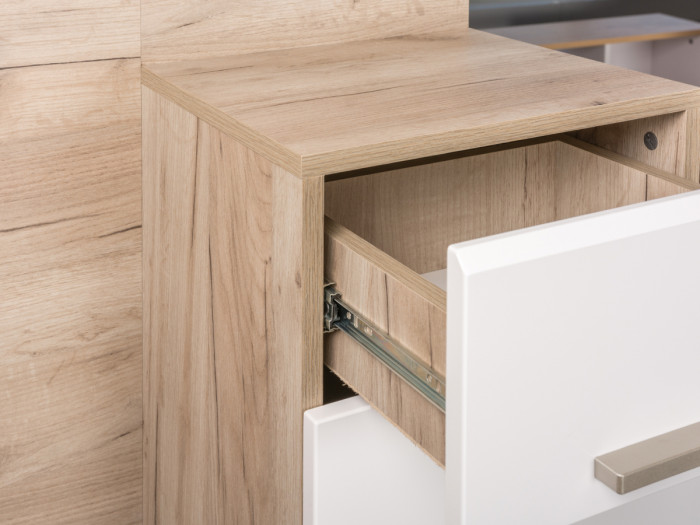 Лайн Прихожая № 08, дуб крафт серый/фасады МДФ белый глянец