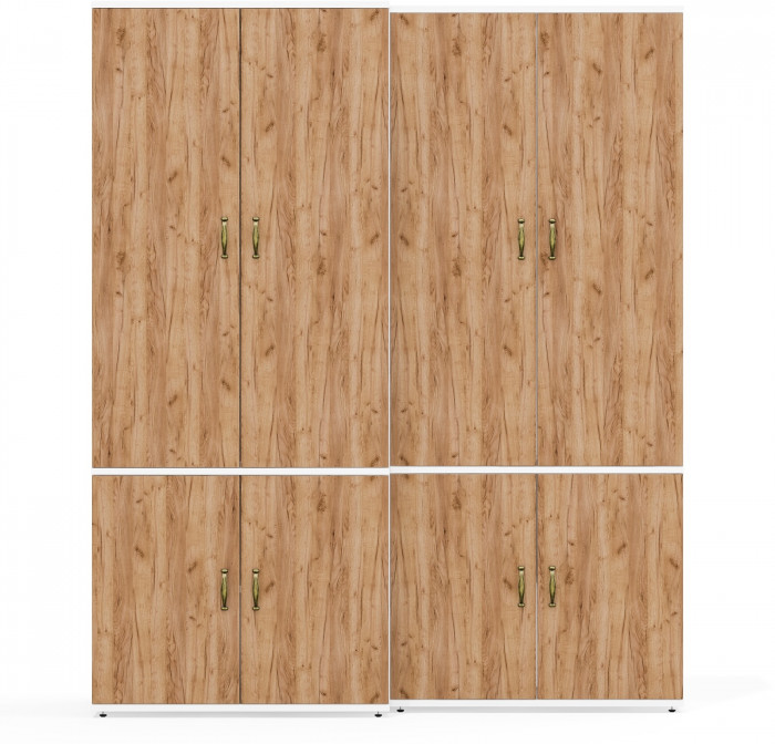 Лидер-8 Модуль Шкаф МД 19Б + Шкаф МД 20Б, белый шагрень/крафт золото