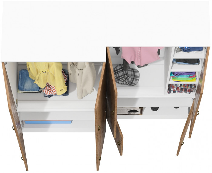 Лидер-8 Модуль Шкаф МД 19Б + Шкаф МД 20Б, белый шагрень/крафт золото