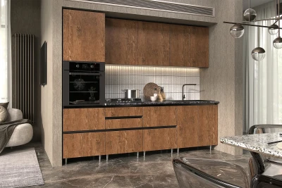 Кухня Техно-6 2,6м Графит/Экзотическое дерево Амазония