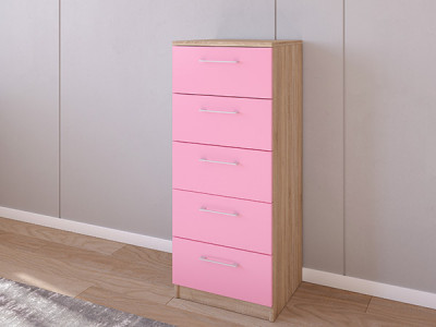 Комод 02/23 45х40х110 Сонома/Розовый