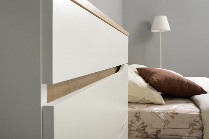 Муссон 13.198 Шкаф двухстворчатый + 13.349 Стеллаж + 13.97 Комод, белый/дуб эндгрейн элегантный