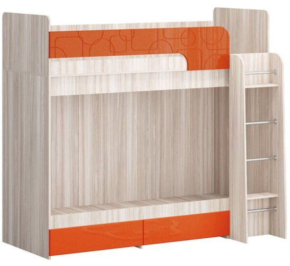 Двухъярусная кровать Бемби МДФ NEW, ясень (Цитрус глянец, Ясень шимо светлый)