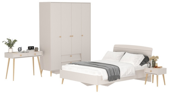 Афина Спальня 33-1400, цвет кашемир серый, сп.м. 1400х2000 мм., б/м, основание есть - фанера