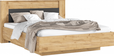 Остин Кровать парящая 160 с ортопедом дерево с подсветкой, дуб крафт/графит