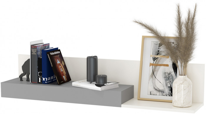 Торонто 12.149 Стол + 16.475 Полка, цвет белый шагрень/стальной серый, ШхГхВ 120х53,1х150 см., универсальная сборка