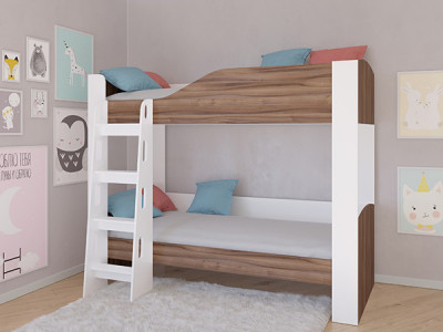 Кровать двухъярусная АСТРА 2 Белый/Орех без ящика