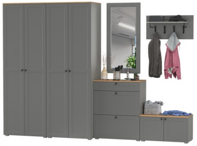 Остин Прихожая 48, цвет серый графит/дуб крафт золотой, ШхГхВ 320х54,3х229,6 см., универсальная сборка