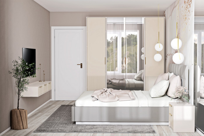 Модульная спальня Кэт-3, набор 3, Кашемир/Тирамису матовый