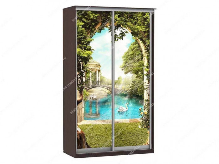 Шкаф купе Модерн 1190х600 2-х дверный 2-х секционный фотопечать №3 венге