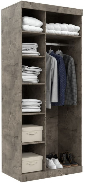 Шкаф двухдверный для одежды "Лондон" - Оникс/Бетон пайн светлый