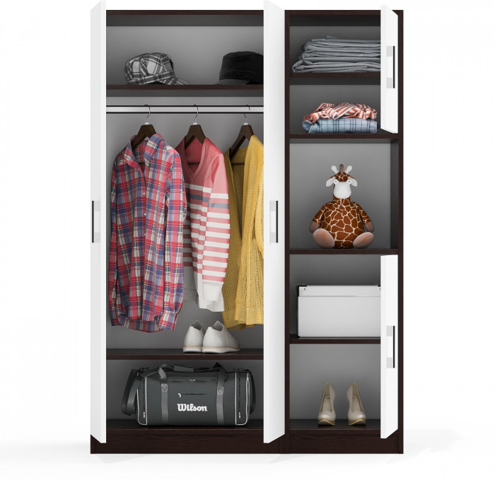 Шкаф С-МД-СК9Ш+Пенал С-МД-СК9П, цвет венге/белый шагрень, ШхГхВ 113х45х160 см., универсальная сборка