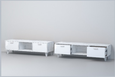 Эго Тумба Т-3 НГ (Глянец Белый/Бетон Светлый)