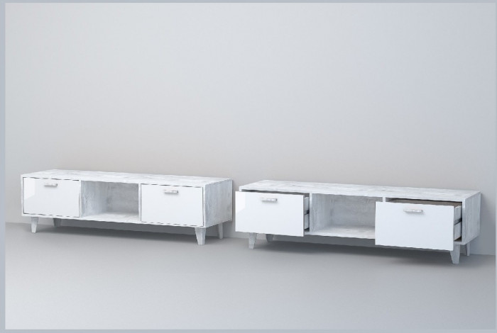 Эго Тумба Т-3 НГ (Глянец Белый/Бетон Светлый)