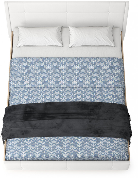 Муссон 11.28 Кровать БЕЗ ортопеда, цвет ЛДСП дуб эндгрейн элегантный/искусственная кожа белая, ШхГхВ 177,2х224х95,3 см., сп. м. 1600х2000 мм, б/м, б/о