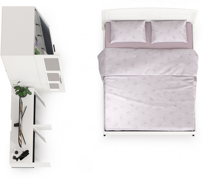 Валенсия Спальня № 25, ЛДСП белый шагрень/чёрный/МДФ белый шагрень