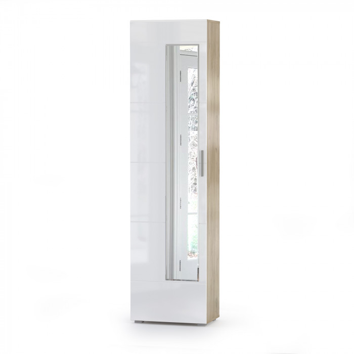 Лайн Прихожая № 10, дуб крафт серый/фасады МДФ белый глянец