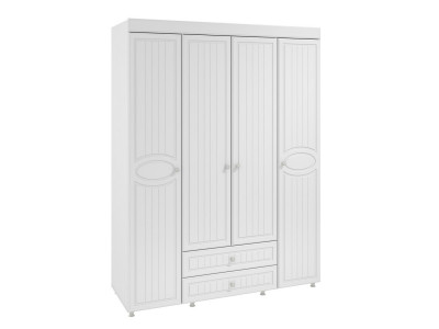 Шкаф 4-х дверный с ящиками Монако МН-62 белое дерево