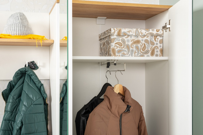 Октава Прихожая 15-123Н, белый шагрень/дуб крафт золотой/фасады МДФ белый шагрень