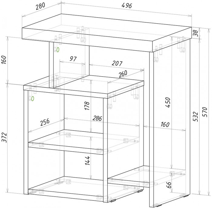 Стол журнальный "Роза" СЖ-01 графит/дуб кера