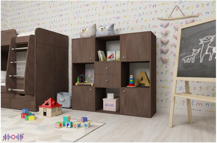 Стеллаж Джери (Белое дерево/Венге)