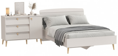 Афина Спальня Кровать 1400 + Комод, кашемир серый